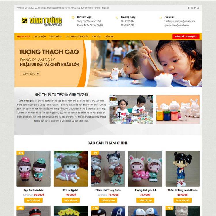 theme wordpress tượng thạch cao